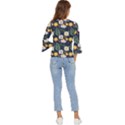 Flower Grey Pattern Floral Bell Sleeve Top View4