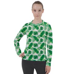 Tropical Leaf Pattern Women s Pique Long Sleeve T-shirt