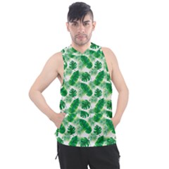 Tropical Leaf Pattern Men s Sleeveless Hoodie by Dutashop