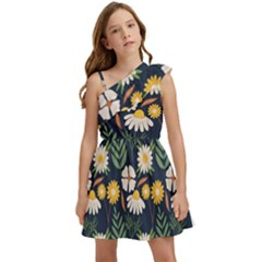 Flower Grey Pattern Floral Kids  One Shoulder Party Dress by Dutashop