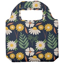 Flower Grey Pattern Floral Foldable Grocery Recycle Bag