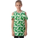 Tropical Leaf Pattern Fold Over Open Sleeve Top View1