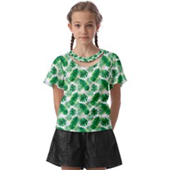 Tropical Leaf Pattern Kids  Front Cut T-shirt by Dutashop