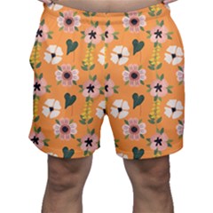 Flower Orange Pattern Floral Men s Shorts by Dutashop