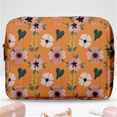 Flower Orange Pattern Floral Make Up Pouch (large)