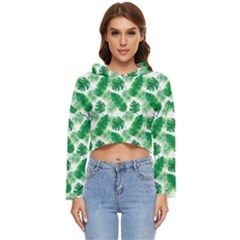 Tropical Leaf Pattern Women s Lightweight Cropped Hoodie by Dutashop