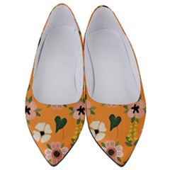 Flower Orange Pattern Floral Women s Low Heels by Dutashop