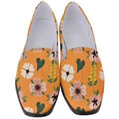 Flower Orange Pattern Floral Women s Classic Loafer Heels