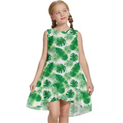 Tropical Leaf Pattern Kids  Frill Swing Dress by Dutashop