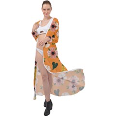 Flower Orange Pattern Floral Maxi Chiffon Beach Wrap