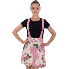 Floral Vintage Flowers Velvet Suspender Skater Skirt