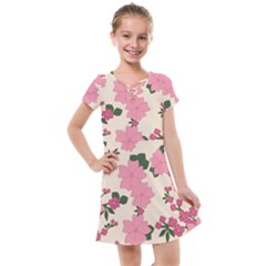 Floral Vintage Flowers Kids  Cross Web Dress