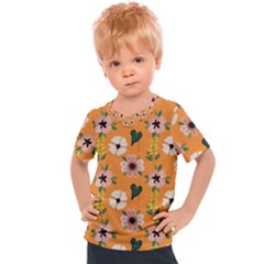 Flower Orange Pattern Floral Kids  Sports T-shirt