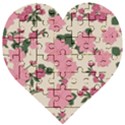 Floral Vintage Flowers Wooden Puzzle Heart View1