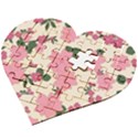 Floral Vintage Flowers Wooden Puzzle Heart View2