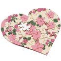 Floral Vintage Flowers Wooden Puzzle Heart View3