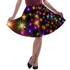 Star Colorful Christmas Abstract A-line Skater Skirt by Dutashop