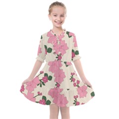 Floral Vintage Flowers Kids  All Frills Chiffon Dress