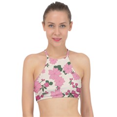 Floral Vintage Flowers Halter Bikini Top by Dutashop