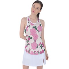 Floral Vintage Flowers Racer Back Mesh Tank Top