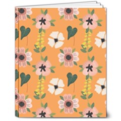 Flower Orange Pattern Floral 8  X 10  Hardcover Notebook