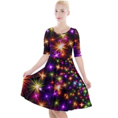 Star Colorful Christmas Abstract Quarter Sleeve A-line Dress by Dutashop