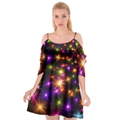 Star Colorful Christmas Abstract Cutout Spaghetti Strap Chiffon Dress