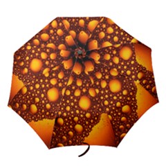 Bubbles Abstract Art Gold Golden Folding Umbrellas by Dutashop