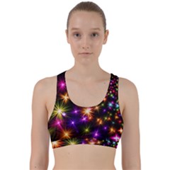 Star Colorful Christmas Abstract Back Weave Sports Bra