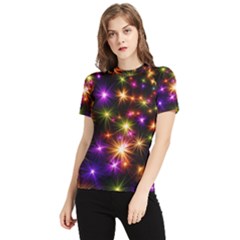 Star Colorful Christmas Abstract Women s Short Sleeve Rash Guard