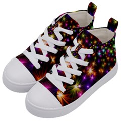 Star Colorful Christmas Abstract Kids  Mid-top Canvas Sneakers by Dutashop