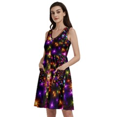 Star Colorful Christmas Abstract Sleeveless Dress With Pocket