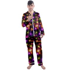 Star Colorful Christmas Abstract Men s Long Sleeve Satin Pajamas Set