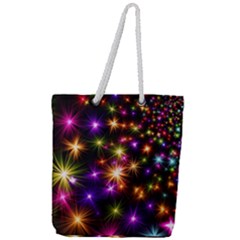 Star Colorful Christmas Abstract Full Print Rope Handle Tote (large)