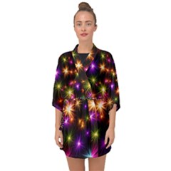 Star Colorful Christmas Abstract Half Sleeve Chiffon Kimono