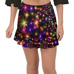 Star Colorful Christmas Abstract Fishtail Mini Chiffon Skirt