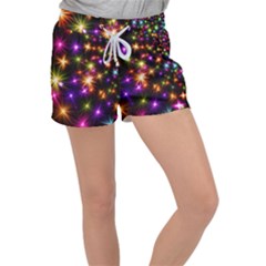 Star Colorful Christmas Abstract Women s Velour Lounge Shorts