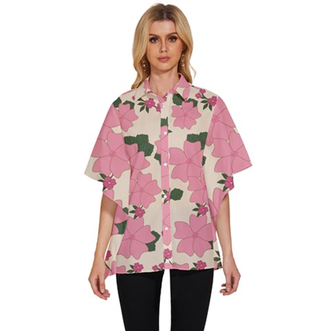 Floral Vintage Flowers Women s Batwing Button Up Shirt by Dutashop