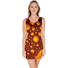 Bubbles Abstract Art Gold Golden Bodycon Dress by Dutashop