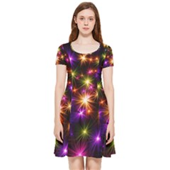 Star Colorful Christmas Abstract Inside Out Cap Sleeve Dress