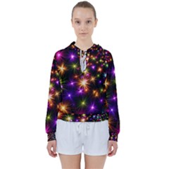 Star Colorful Christmas Abstract Women s Tie Up Sweat