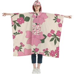 Floral Vintage Flowers Women s Hooded Rain Ponchos