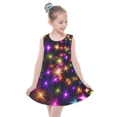 Star Colorful Christmas Abstract Kids  Summer Dress by Dutashop