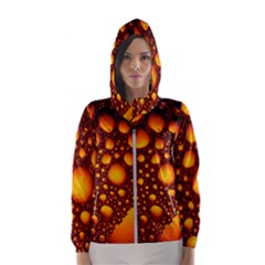 Bubbles Abstract Art Gold Golden Women s Hooded Windbreaker