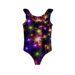 Star Colorful Christmas Abstract Kids  Frill Swimsuit