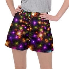 Star Colorful Christmas Abstract Women s Ripstop Shorts