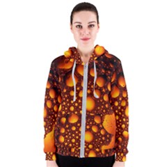 Bubbles Abstract Art Gold Golden Women s Zipper Hoodie