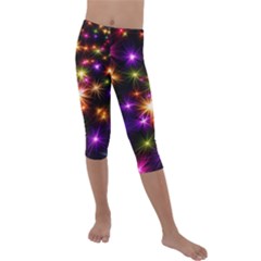 Star Colorful Christmas Abstract Kids  Lightweight Velour Capri Leggings 