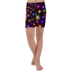 Star Colorful Christmas Abstract Kids  Lightweight Velour Capri Yoga Leggings