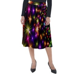 Star Colorful Christmas Abstract Classic Velour Midi Skirt 